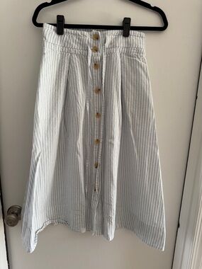 A NEW DAY Midi Skirt in Light Blue and White